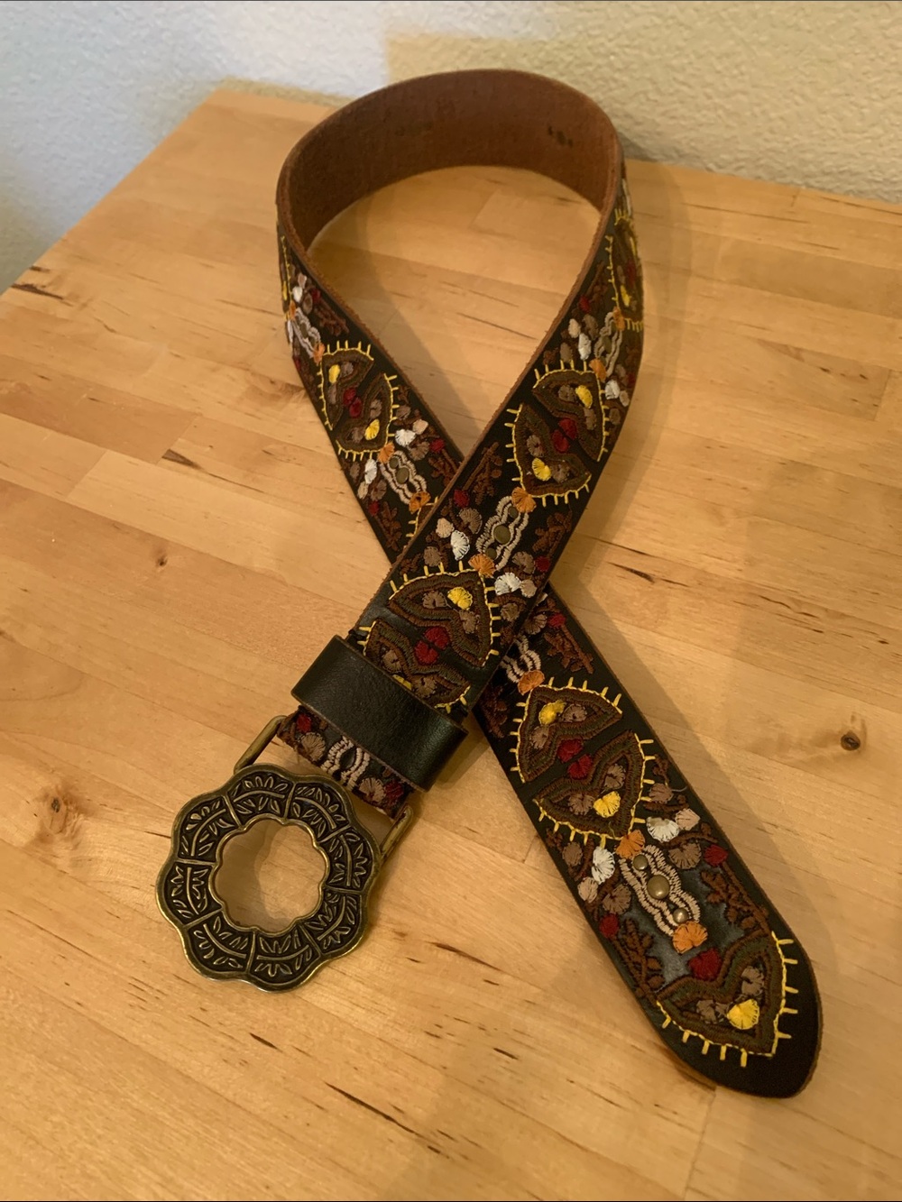 Lucky Brand Embroidered Leather Belt - Size XS